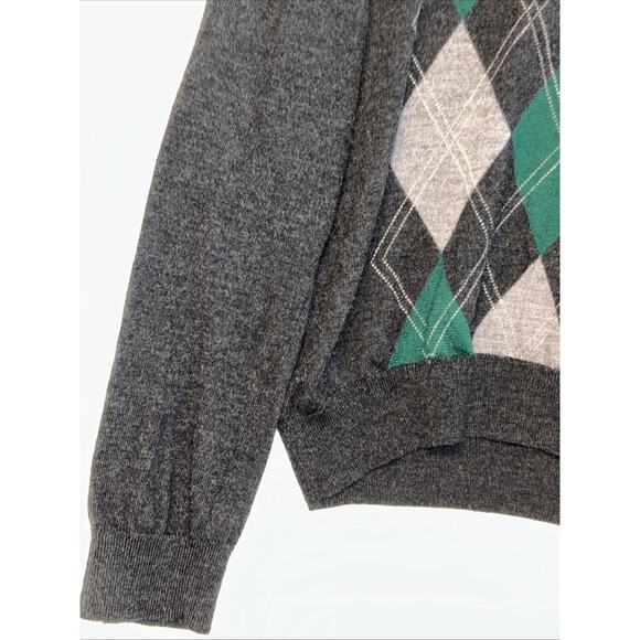 Banana Republic Mens XL Argyle Sweater V Neck Merino Wool Preppy Old Money - Picture 5 of 13